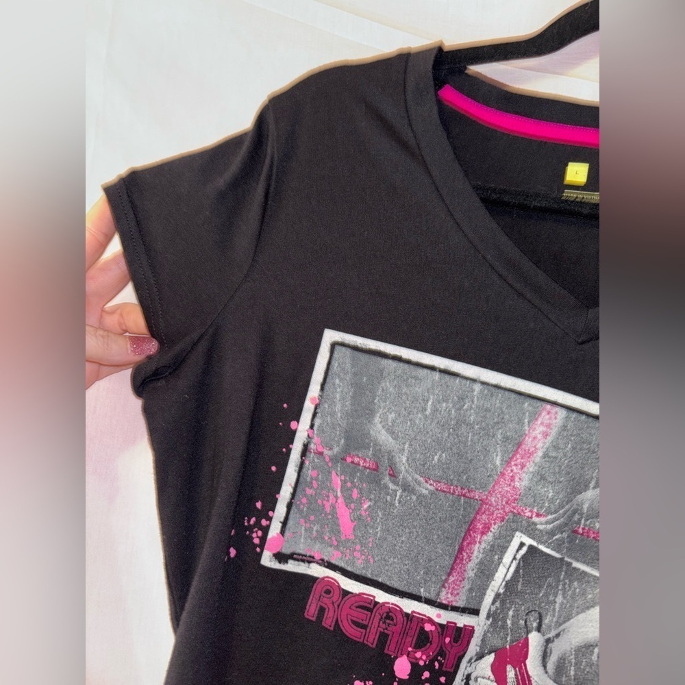 Xersion Black Tee with Pink Trim - Picture 3 of 7